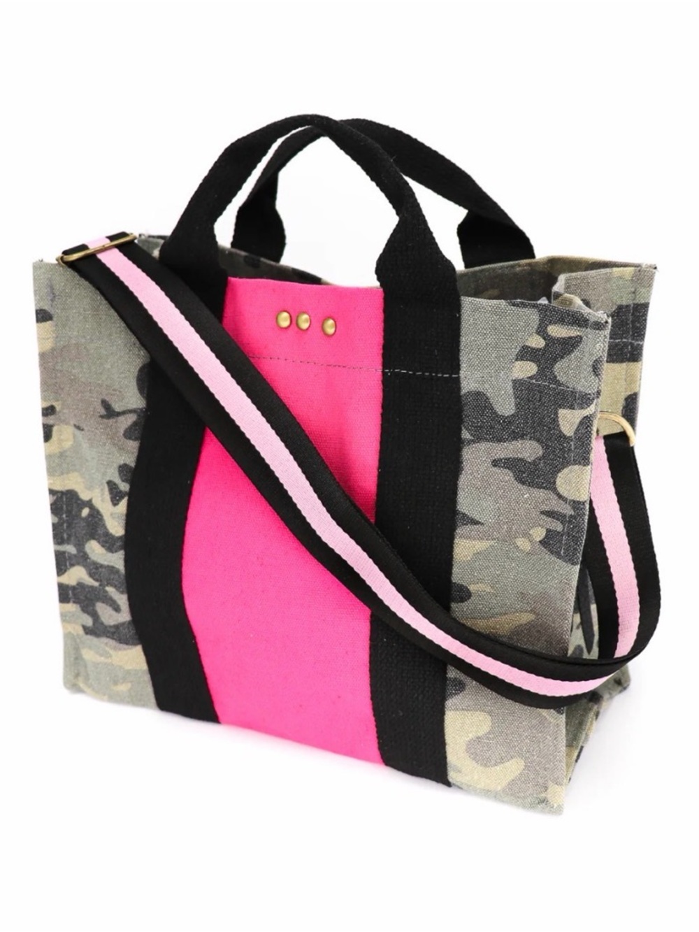 PS Camouflage Canvas Tote with Pink Accent
